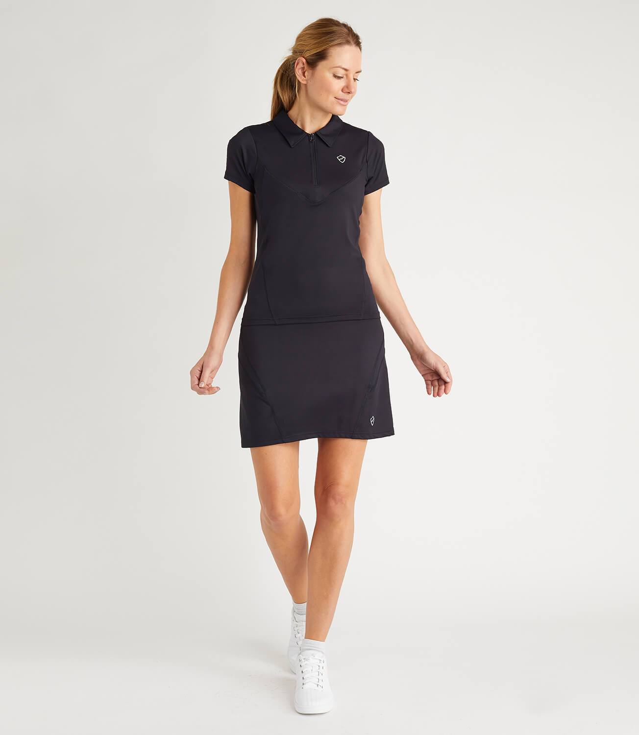 Gabriella Technical Zip Neck Polo Black