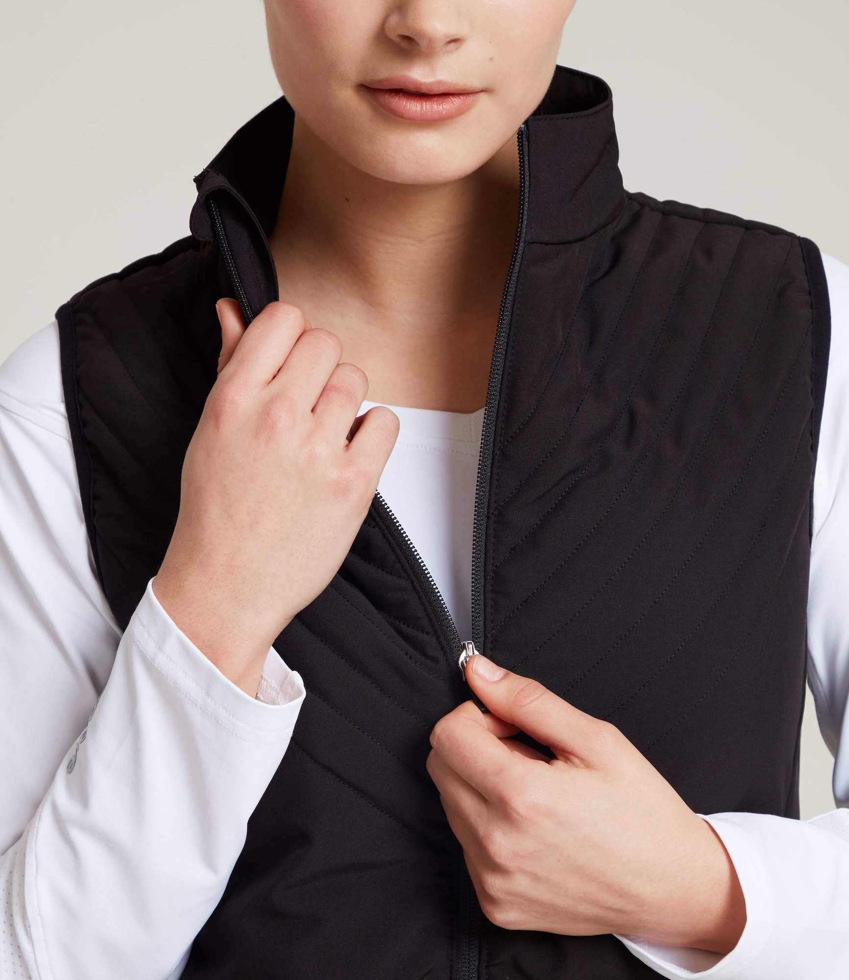 black recycled fabric gilet women canada goose puffer running vest sports outerwear