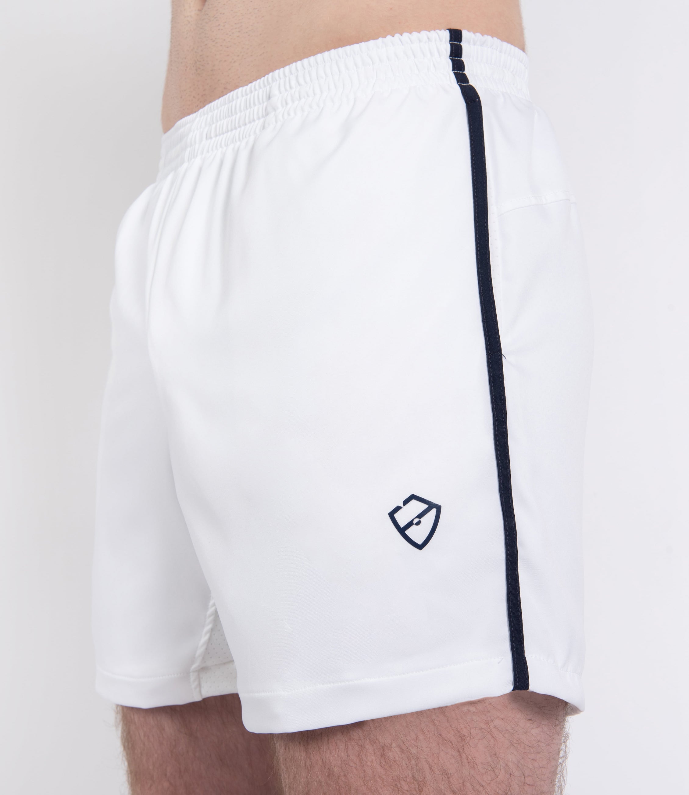 Mens Tenniswear-Short's-PlayBrave-George Short 6" - White/Navy-PlayBrave Sports