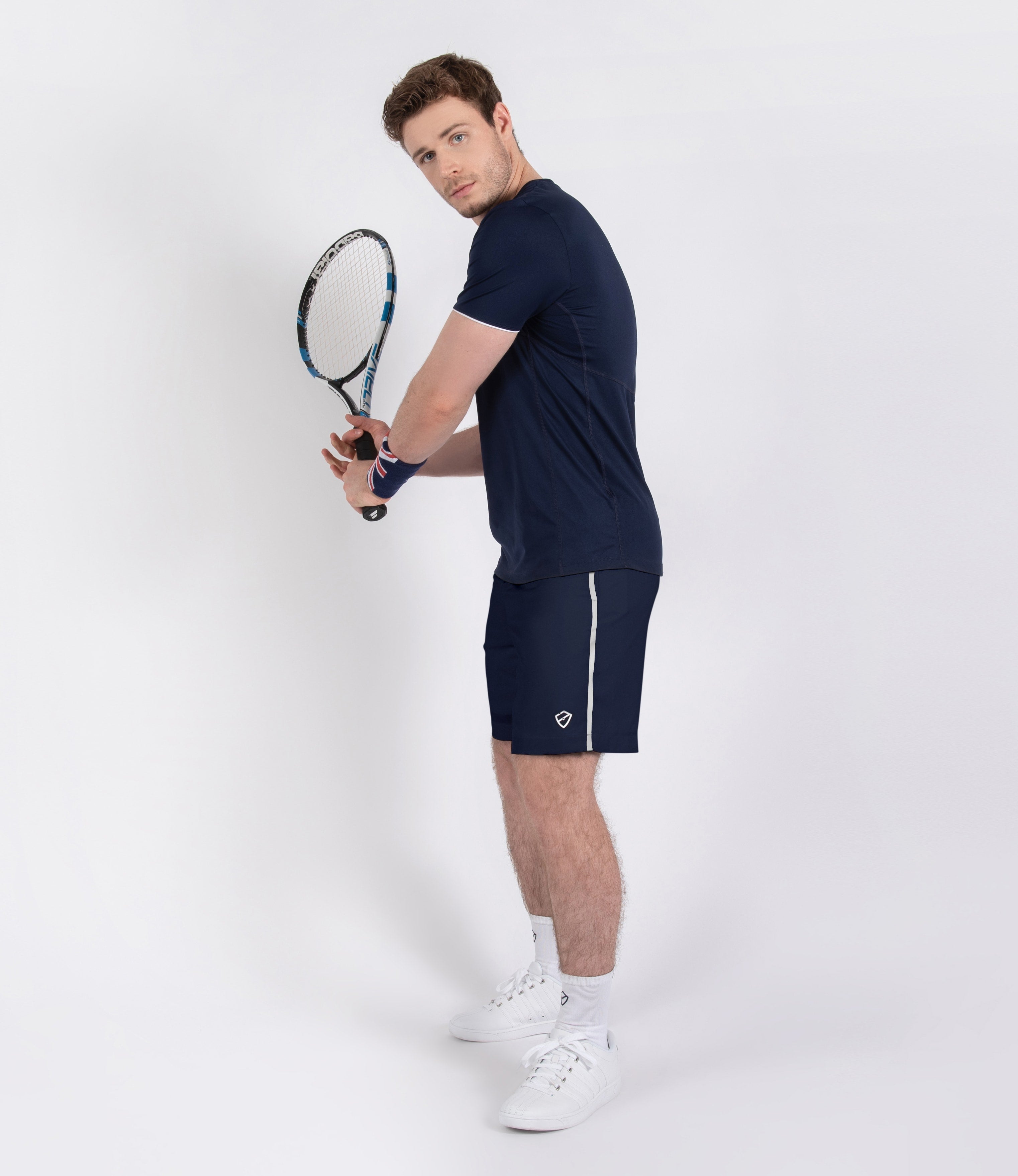 Mens Tenniswear-Short's-PlayBrave-George Short 8" - Navy/White-PlayBrave Sports