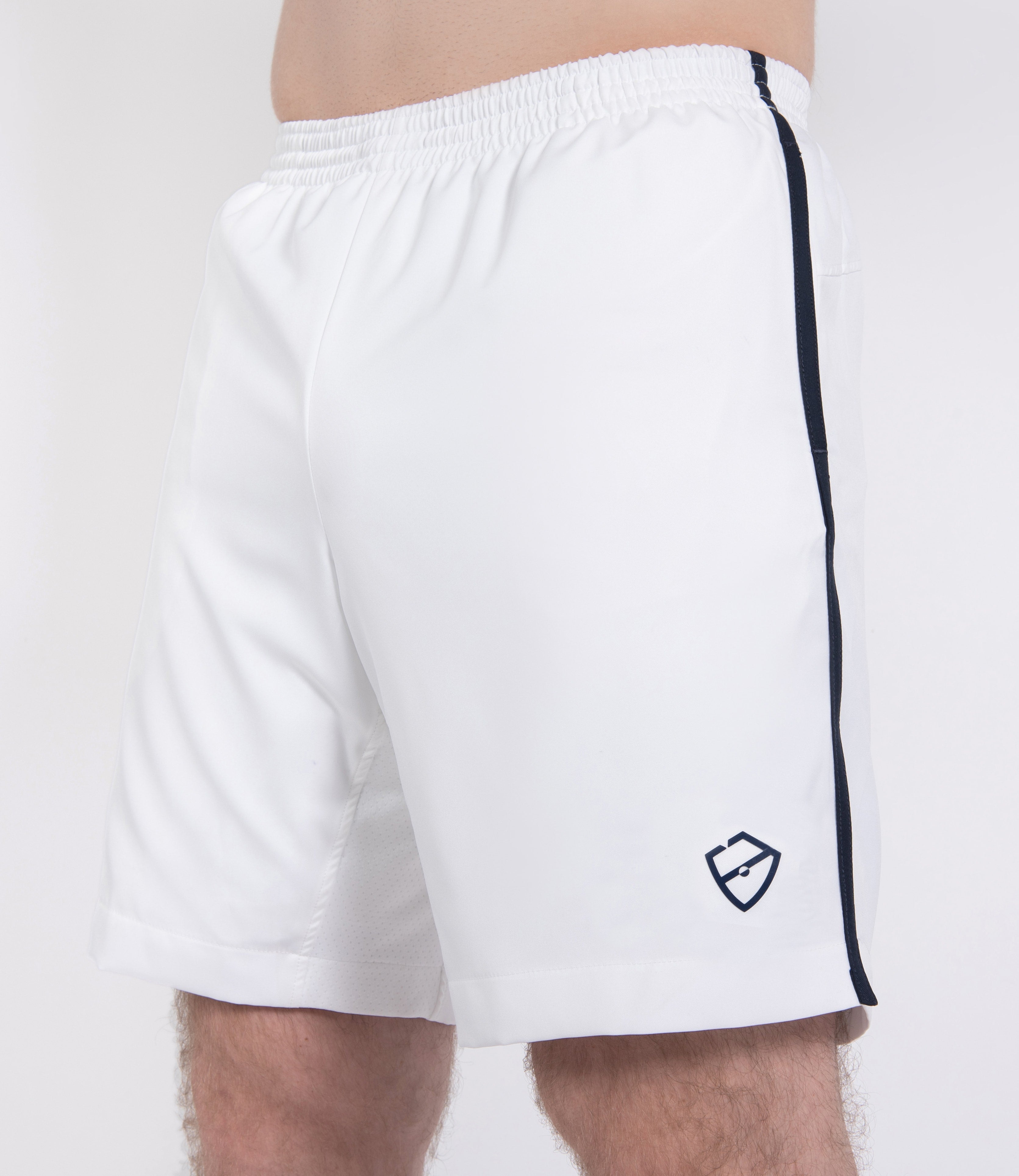 Mens Tenniswear-Short's-PlayBrave-George Short 8" - White/Navy-PlayBrave Sports