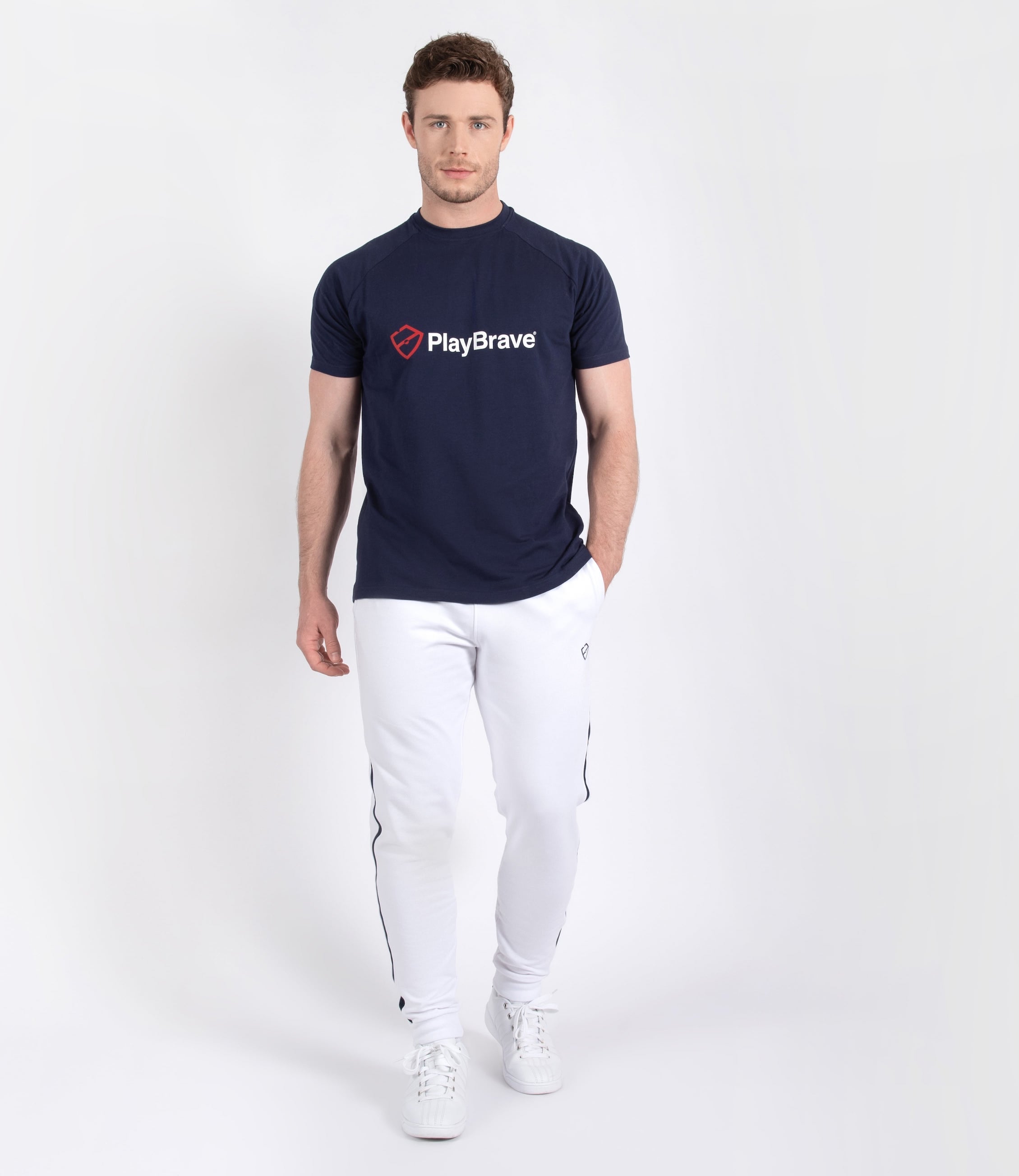 Mens Tenniswear-Men's Tops-PlayBrave-Jack Cotton Tee - Navy/Red/White-PlayBrave Sports