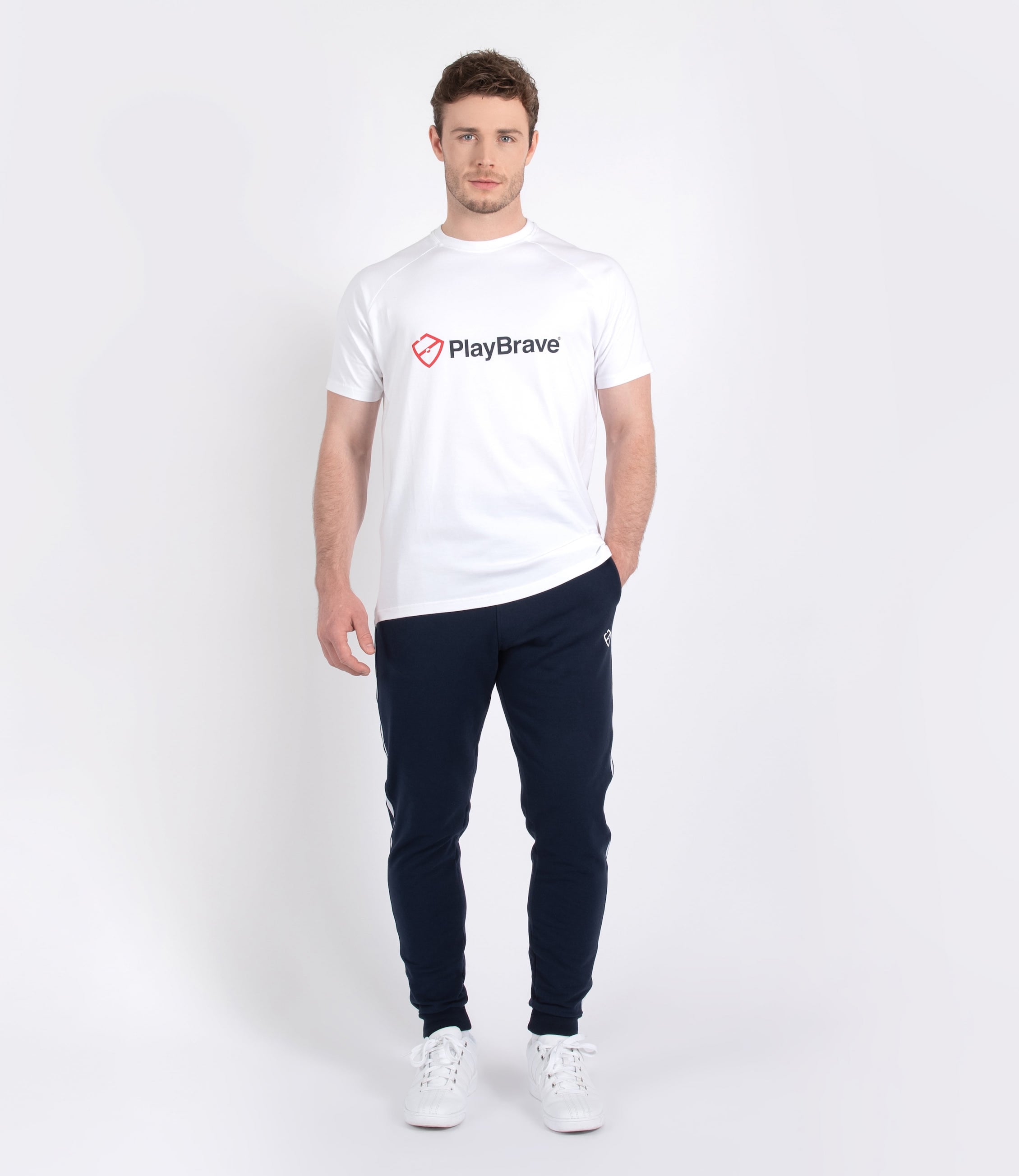Mens Tenniswear-Men's Tops-PlayBrave-Jack Cotton Tee White/Red/Navy-PlayBrave Sports