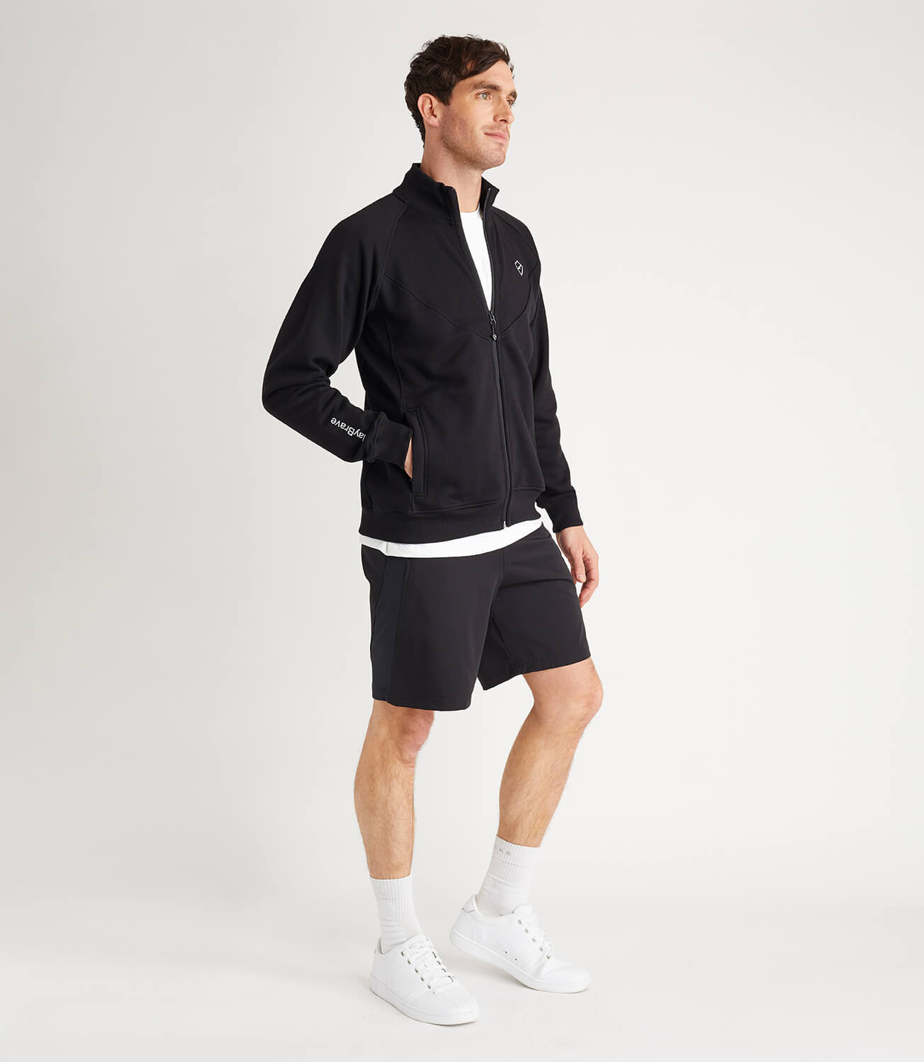 cotton track tracked zipped black activewear sportswear mens