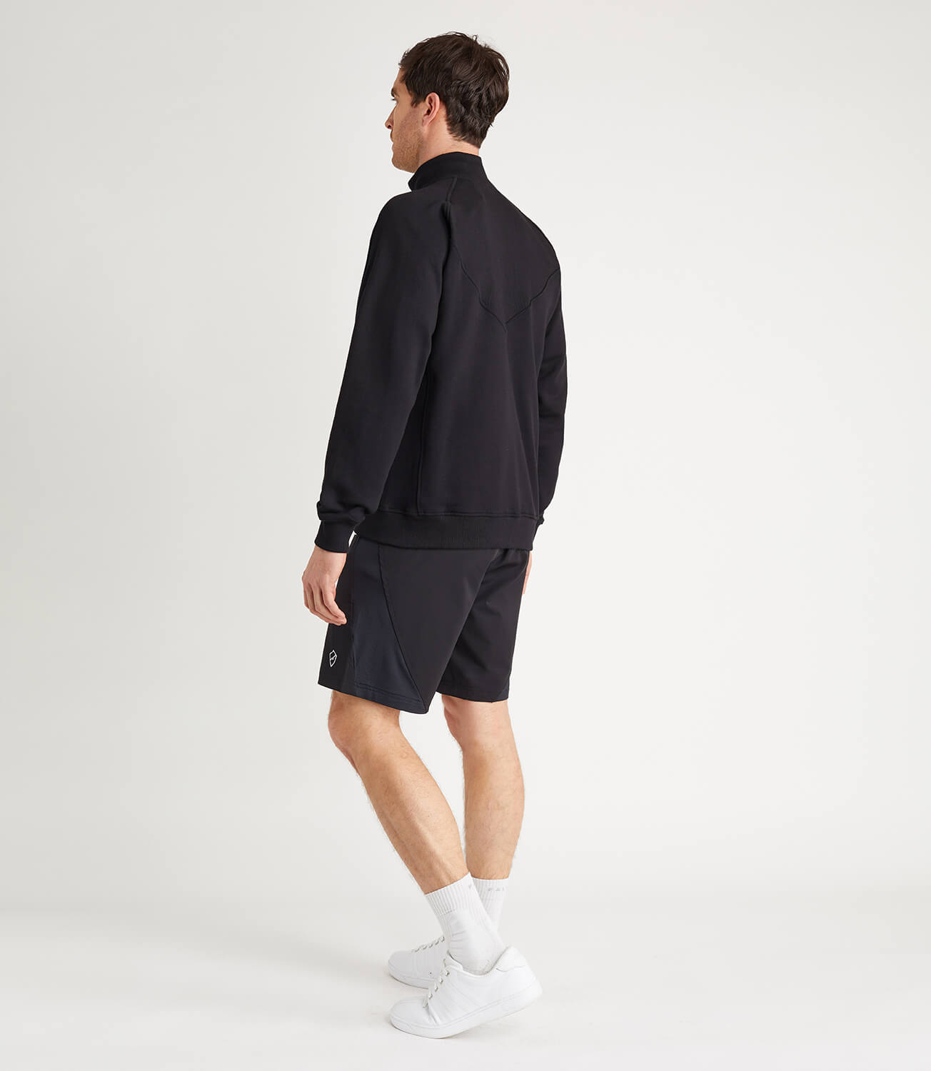 black cotton jacket casual track zippy activewear sportswear fitness tennis