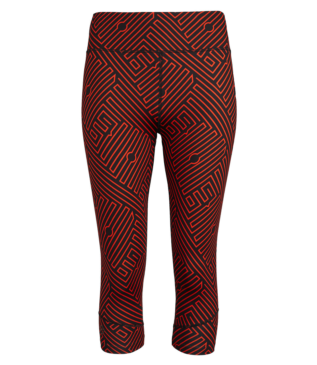 Default Tennis/Fitness/Golf Clothing -Georgia Capri Leggings-PlayBrave-XS-Black/Flame Print-PlayBrave Sports UK