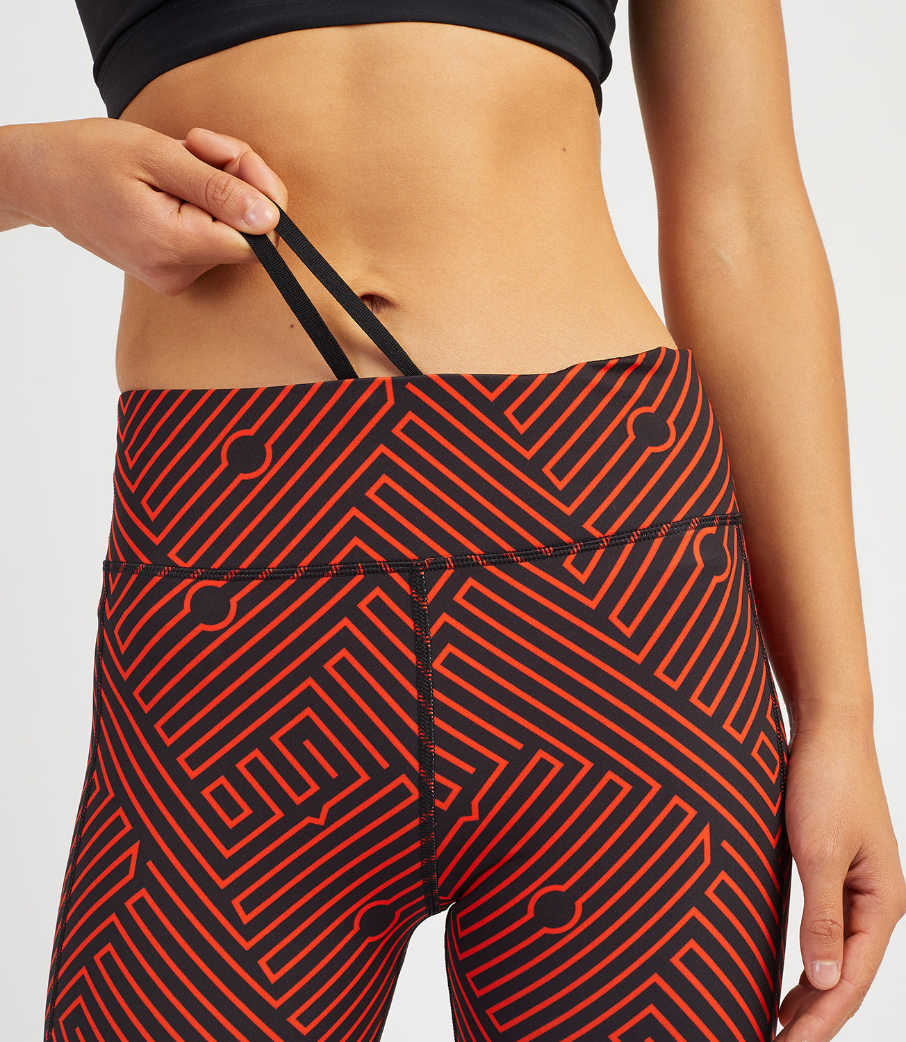 Default Tennis/Fitness/Golf Clothing -Georgia Capri Leggings-PlayBrave-XS-Black/Flame Print-PlayBrave Sports UK