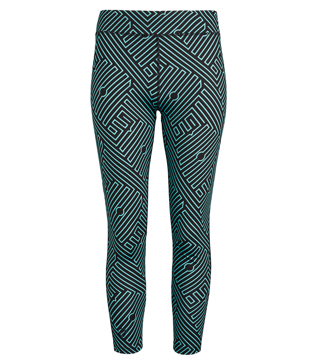 Women's Leggings Tennis/Fitness/Golf Clothing -Louise 7/8 Leggings-Black/Ionian Print-PlayBrave-XS-Black/Ionian Print-PlayBrave Sports UK