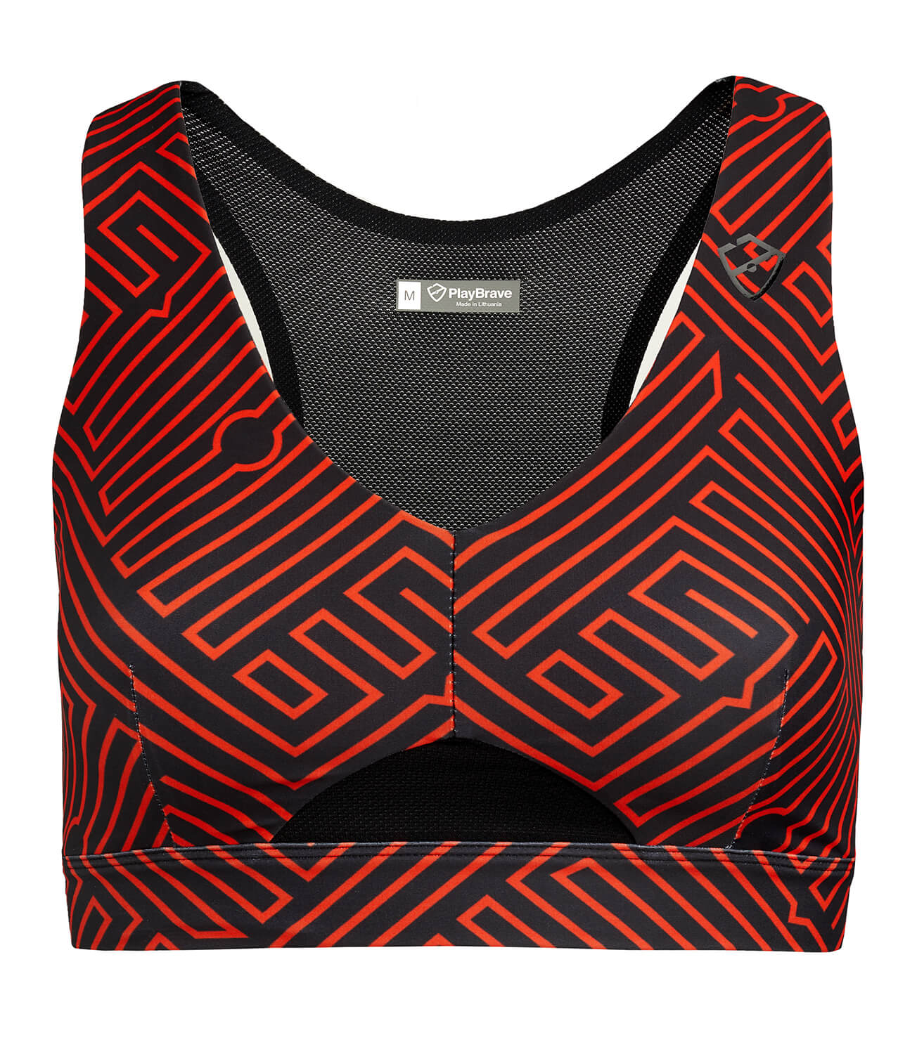 Sports Bra Crops-Women's Tops-Nina Performance Bra-Black/Flame Print-PlayBrave Sports UK