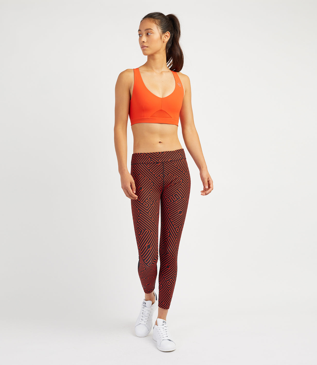 Women's Leggings Tennis/Fitness/Golf Clothing -Louise 7/8 Leggings-Black/Flame Print-PlayBrave-XS-Black/Flame Print-PlayBrave Sports UK