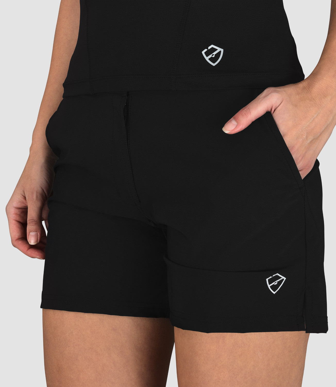 Women's Designer Activewear Women's Tops-Sabine Technical Racer Back Tank Black-PlayBrave