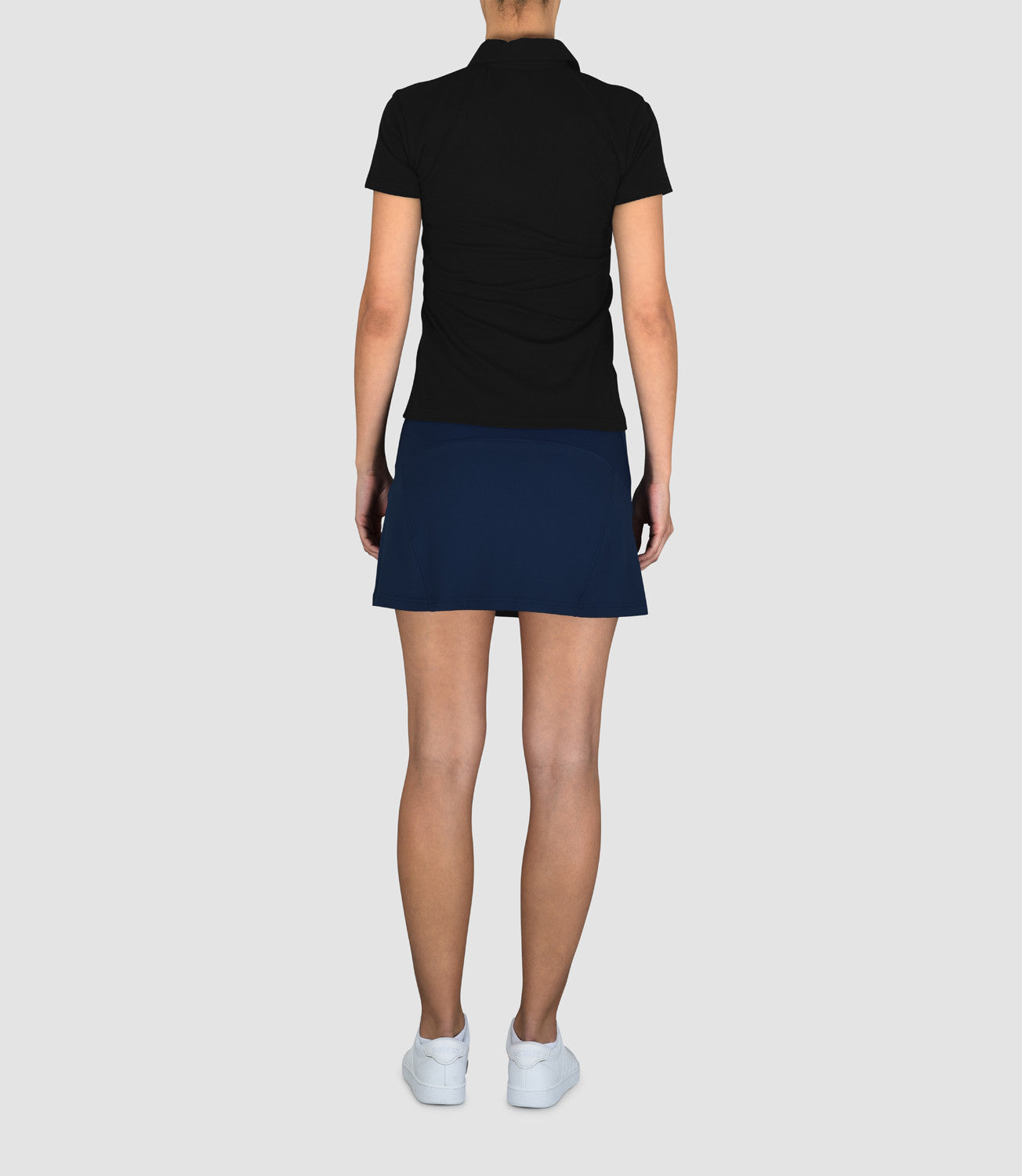 Women's Designer Activewear Women's Tops-Penelope Cotton Button Neck Polo Black-PlayBrave