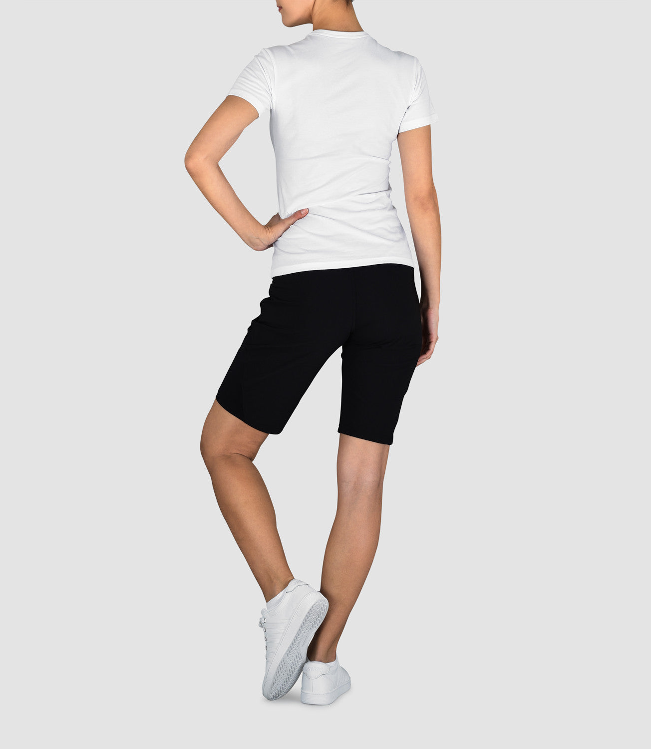 Women's Designer Activewear Women's Tops-Claudia Cotton Round Neck Tee White-PlayBrave