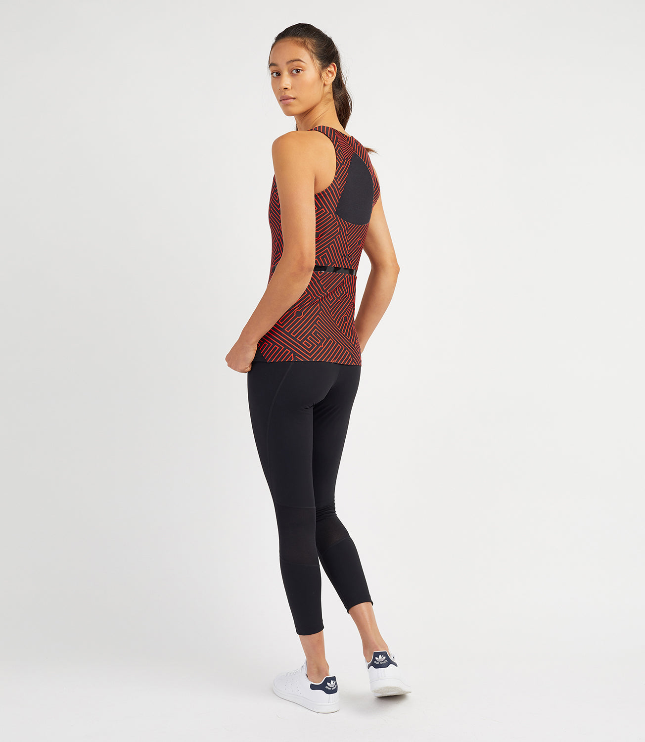 Tennis T-shirt Vests-Women's Tops-Veronica Performance Vest - Black Flame Print-PlayBrave Sports UK