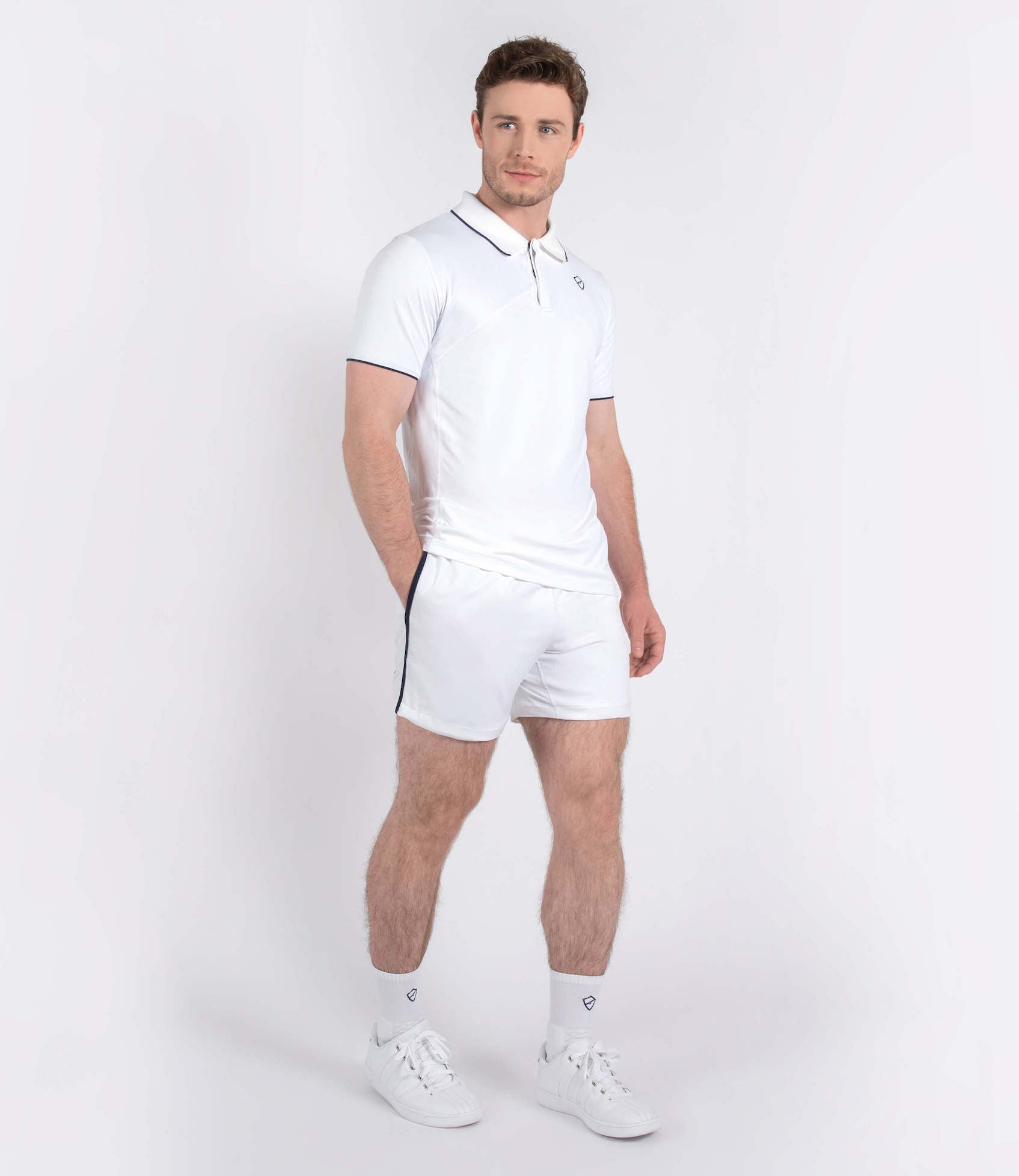 Mens Tenniswear-Men's Tops-PlayBrave-William Polo - White/Navy-PlayBrave Sports
