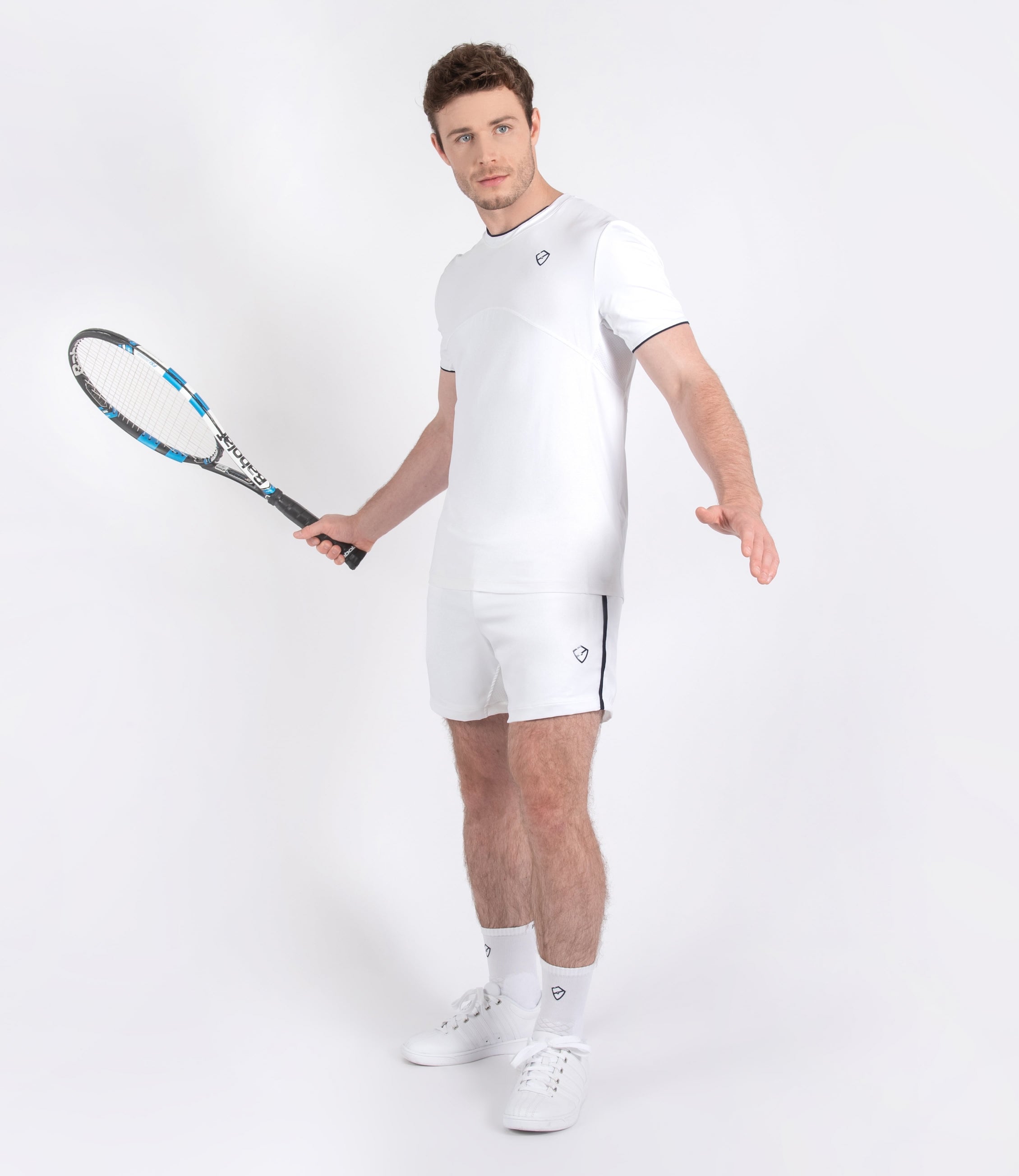 Mens Tenniswear-Men's Tops-PlayBrave-Harry Tee - White/Navy-PlayBrave Sports