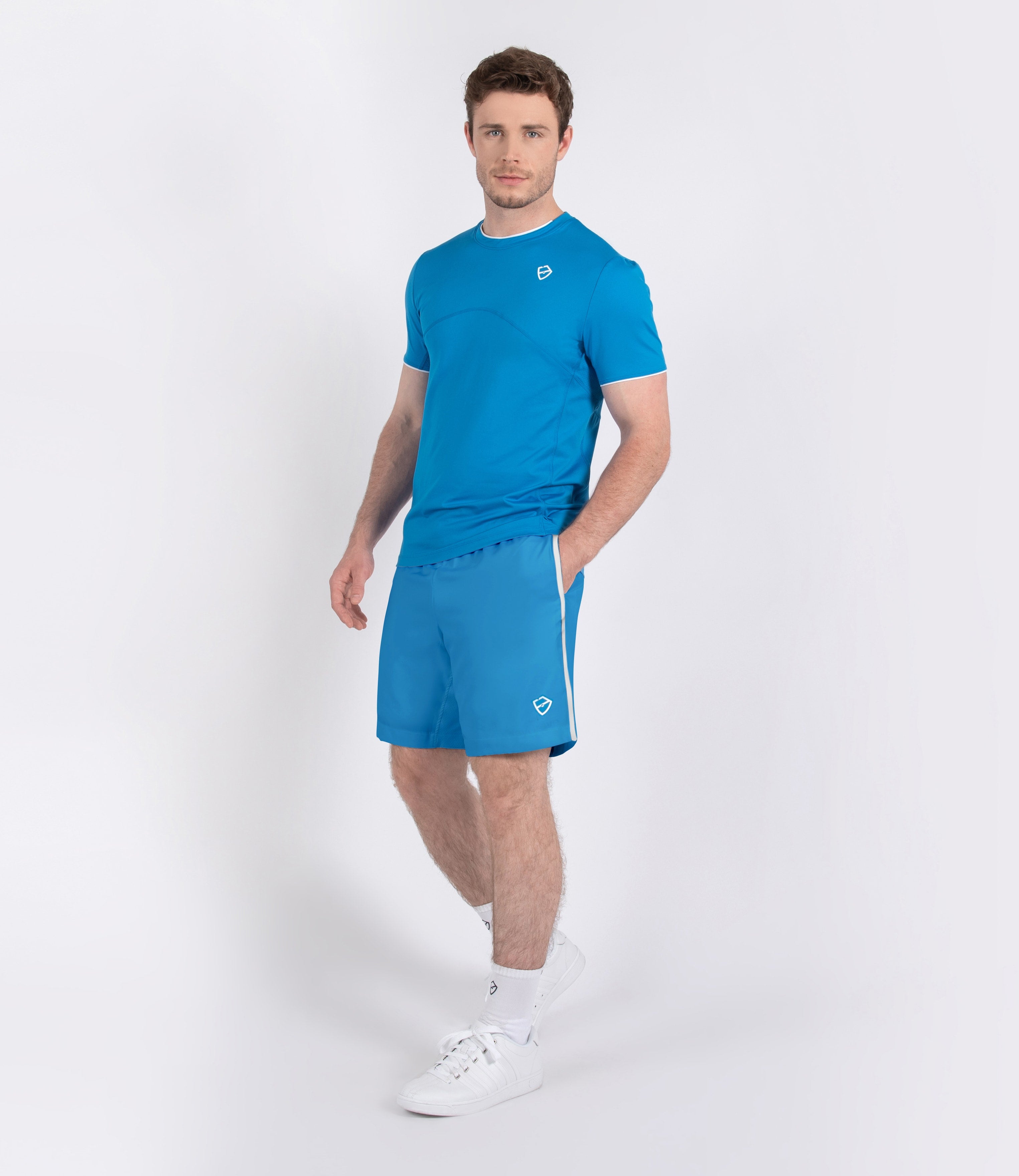 Mens Tenniswear-Short's-PlayBrave-George Short 8" - Brilliant Blue/White-PlayBrave Sports
