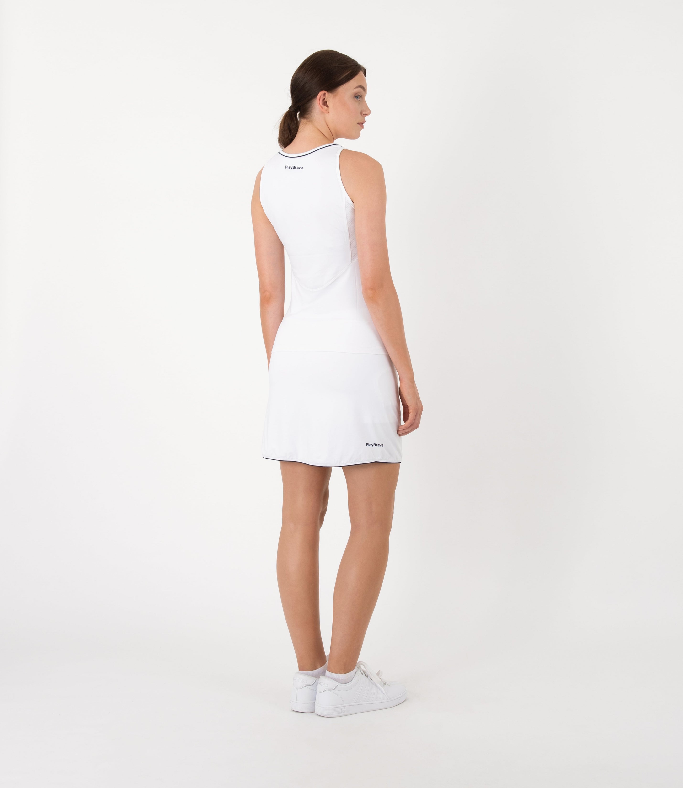 Eugenie Long Tennis Skort - White | PlayBrave Sportswear