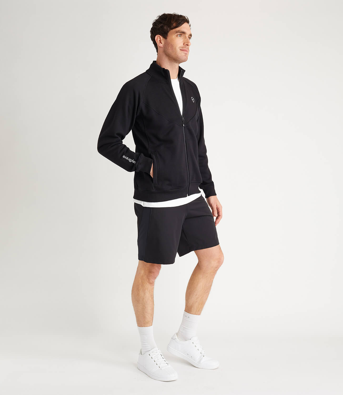 cotton track tracked zipped black activewear sportswear mens 