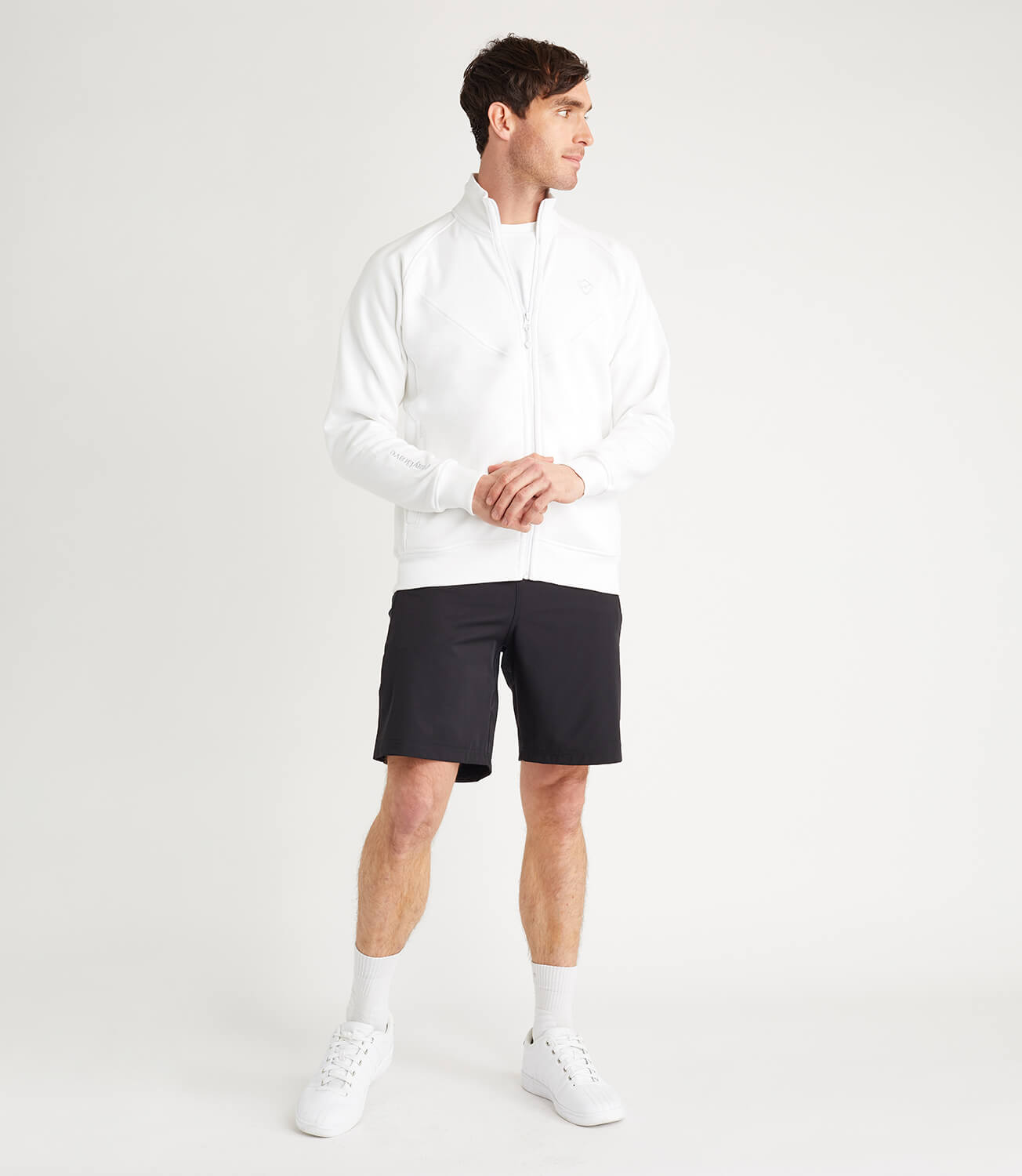 white cotton track jacket zipper activerwear playbrave sportswear tennis