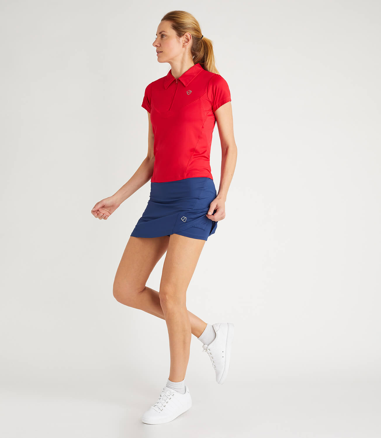 Gabriella Red Technical Zip Neck Polo | PlayBrave Sportswear