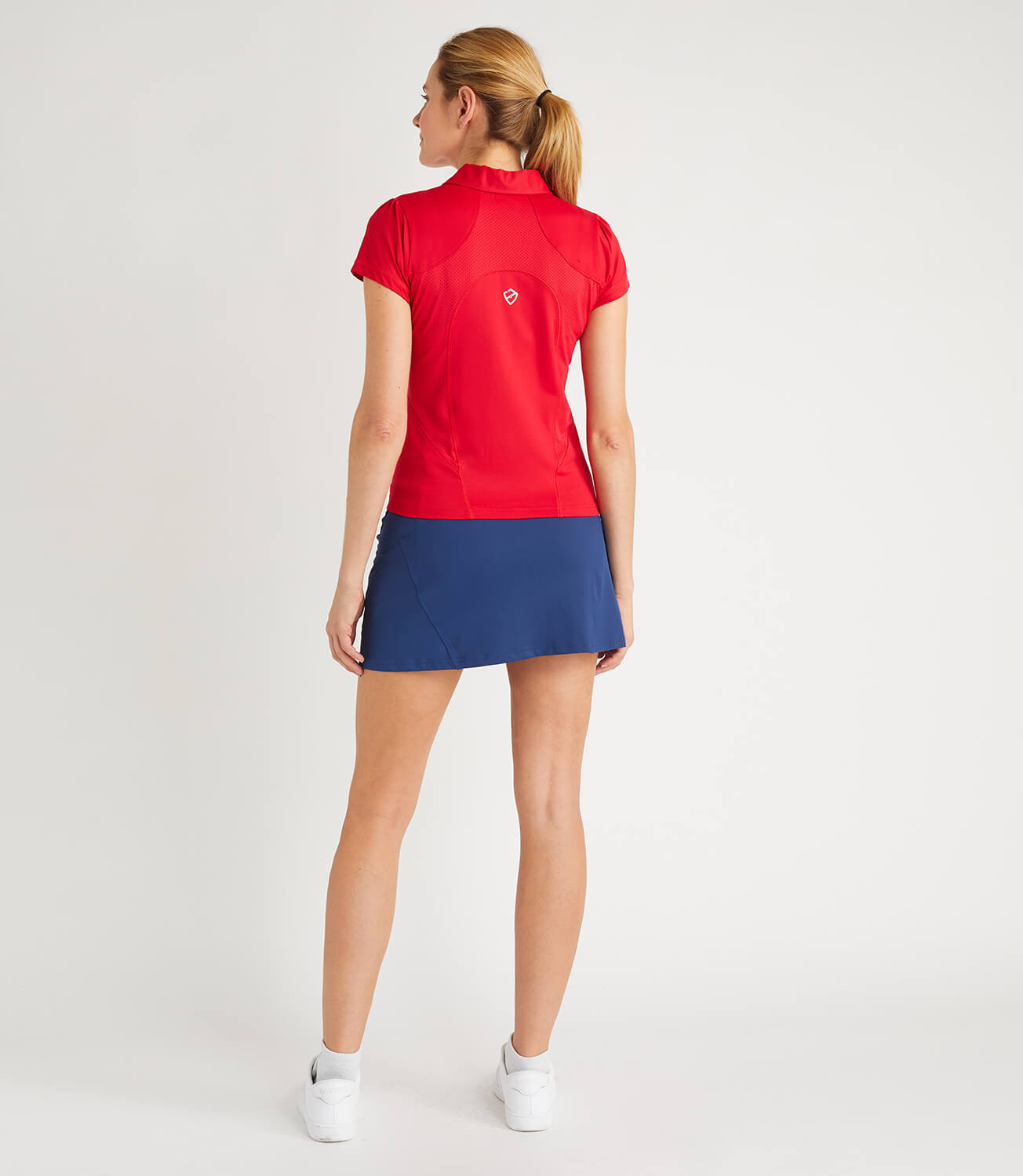Gabriella Red Technical Zip Neck Polo | PlayBrave Sportswear