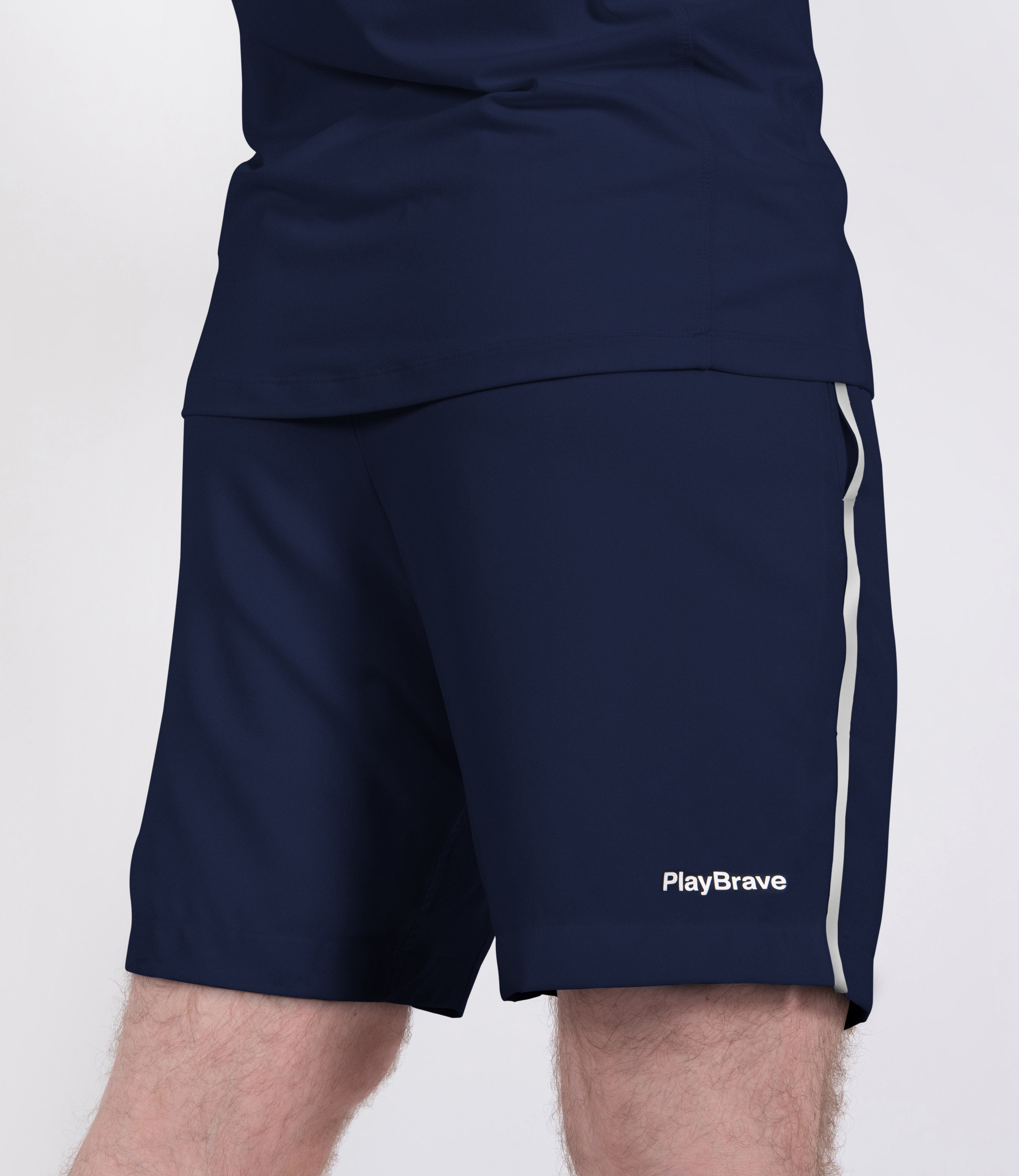 Mens Tenniswear-Short's-PlayBrave-George Short 8" - Navy/White-PlayBrave Sports