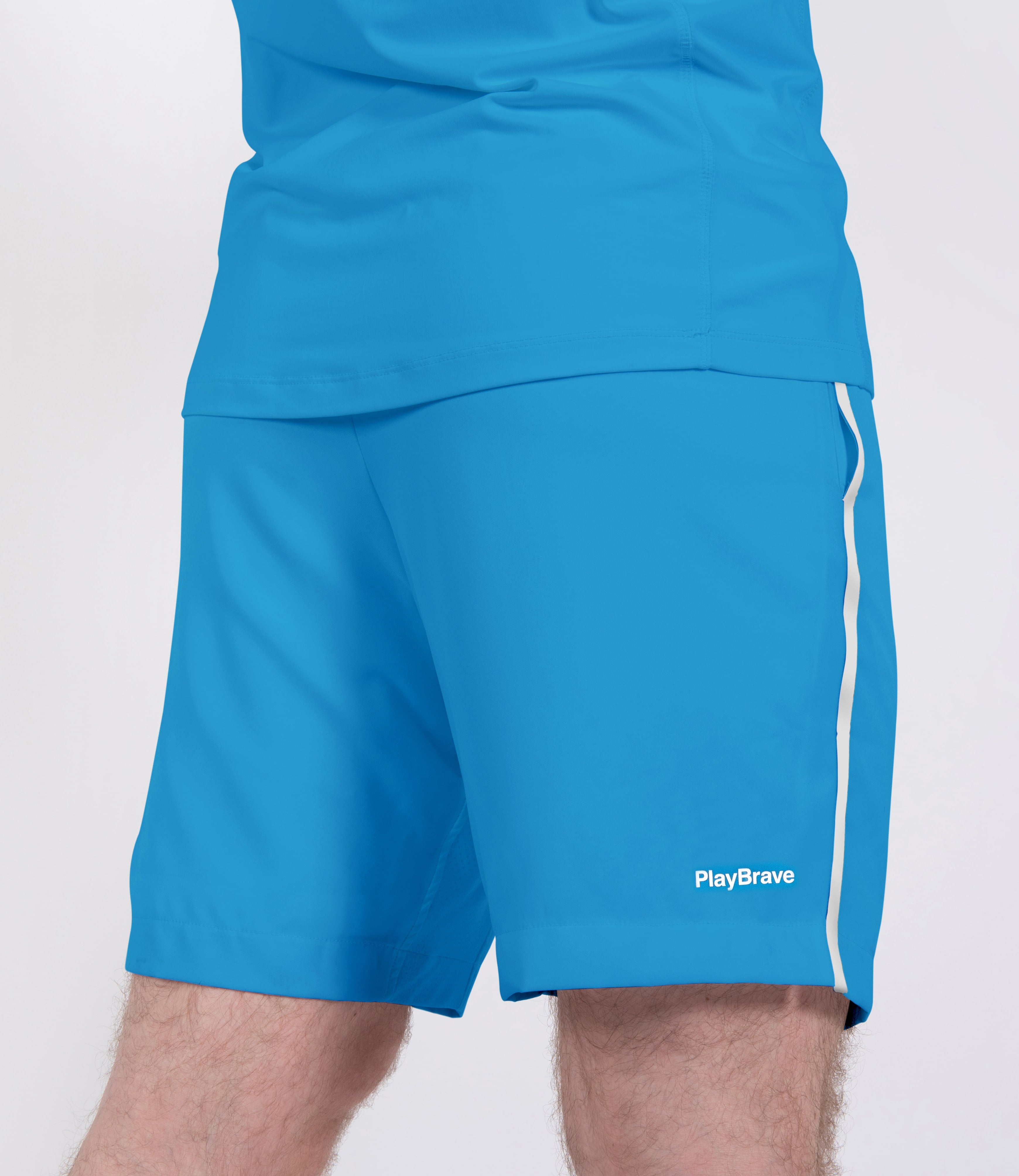 Mens Tenniswear-Short's-PlayBrave-George Short 8" - Brilliant Blue/White-PlayBrave Sports