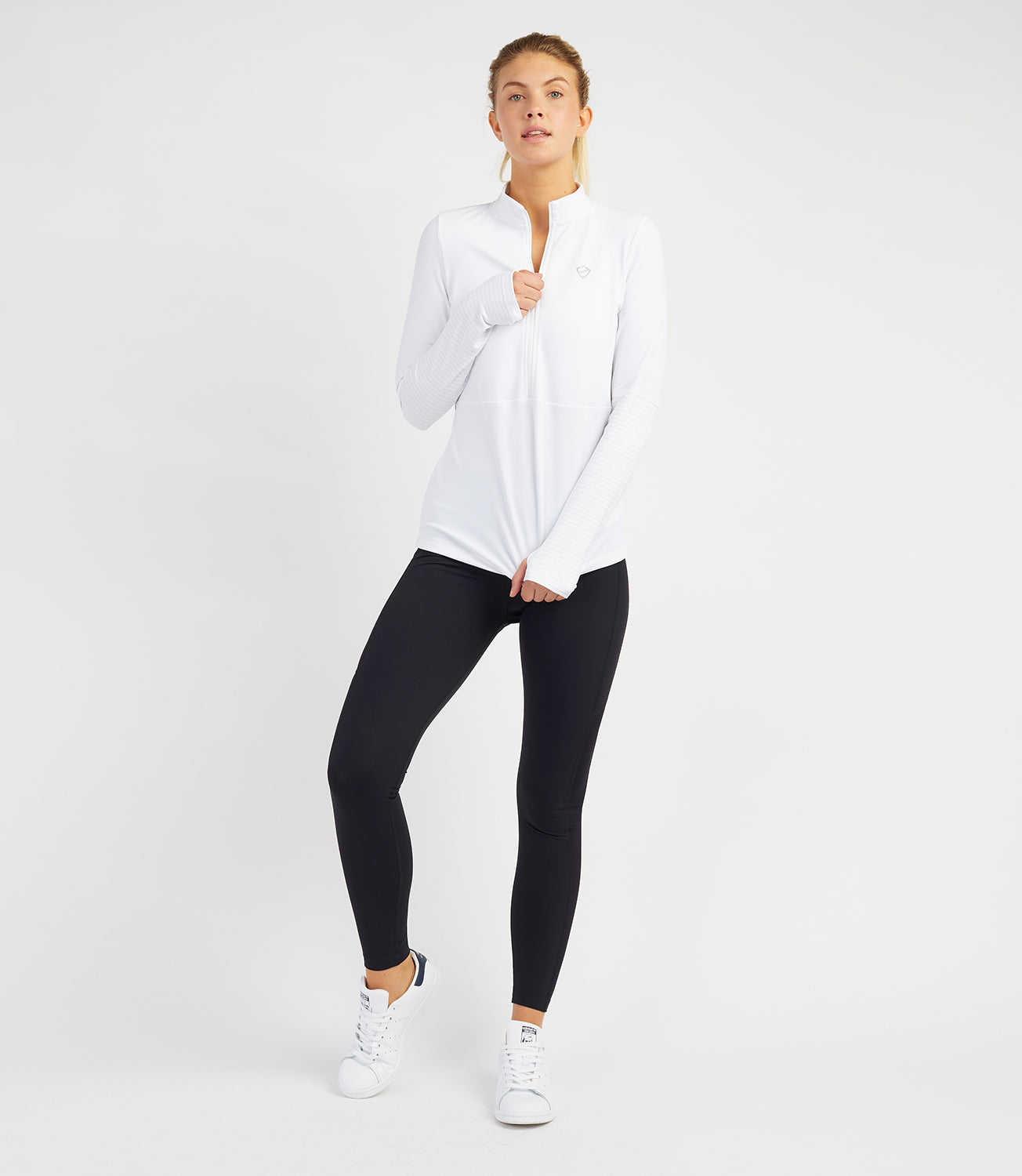 Half Zip Women's Tops Long Sleeved -Harriet Half Zip Top-White-XS-PlayBrave Sports UK