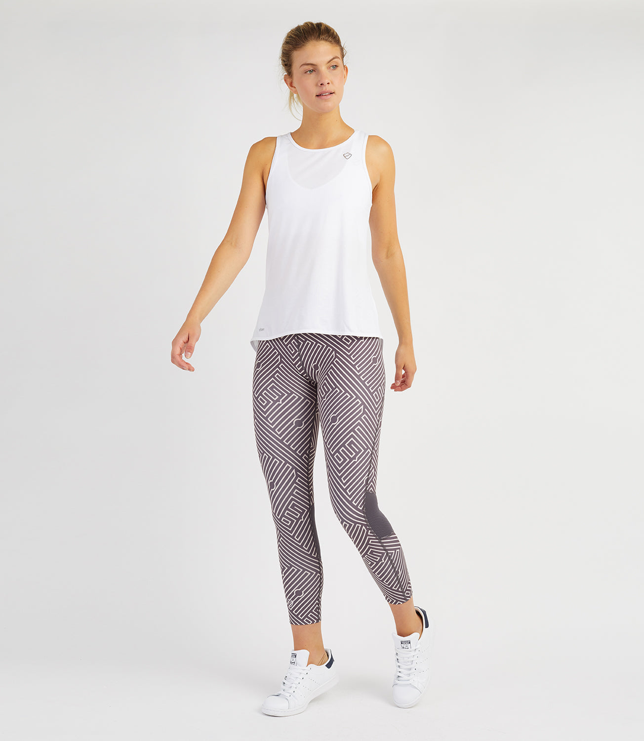 Women's Leggings Tennis/Fitness/Golf Clothing -Louise 7/8 Leggings- Anthracite/Pale Rose Print-PlayBrave-XS-Anthracite/Pale Rose Print-PlayBrave Sports UK