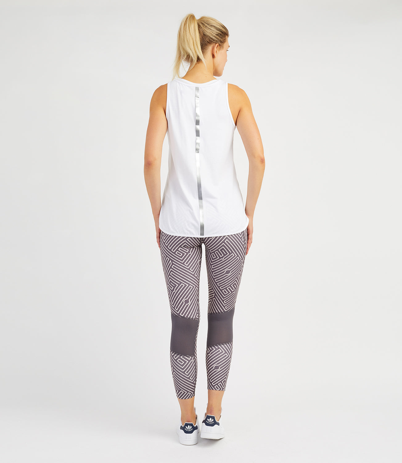 Women's Leggings Tennis/Fitness/Golf Clothing -Louise 7/8 Leggings- Anthracite/Pale Rose Print-PlayBrave-XS-Anthracite/Pale Rose Print-PlayBrave Sports UK