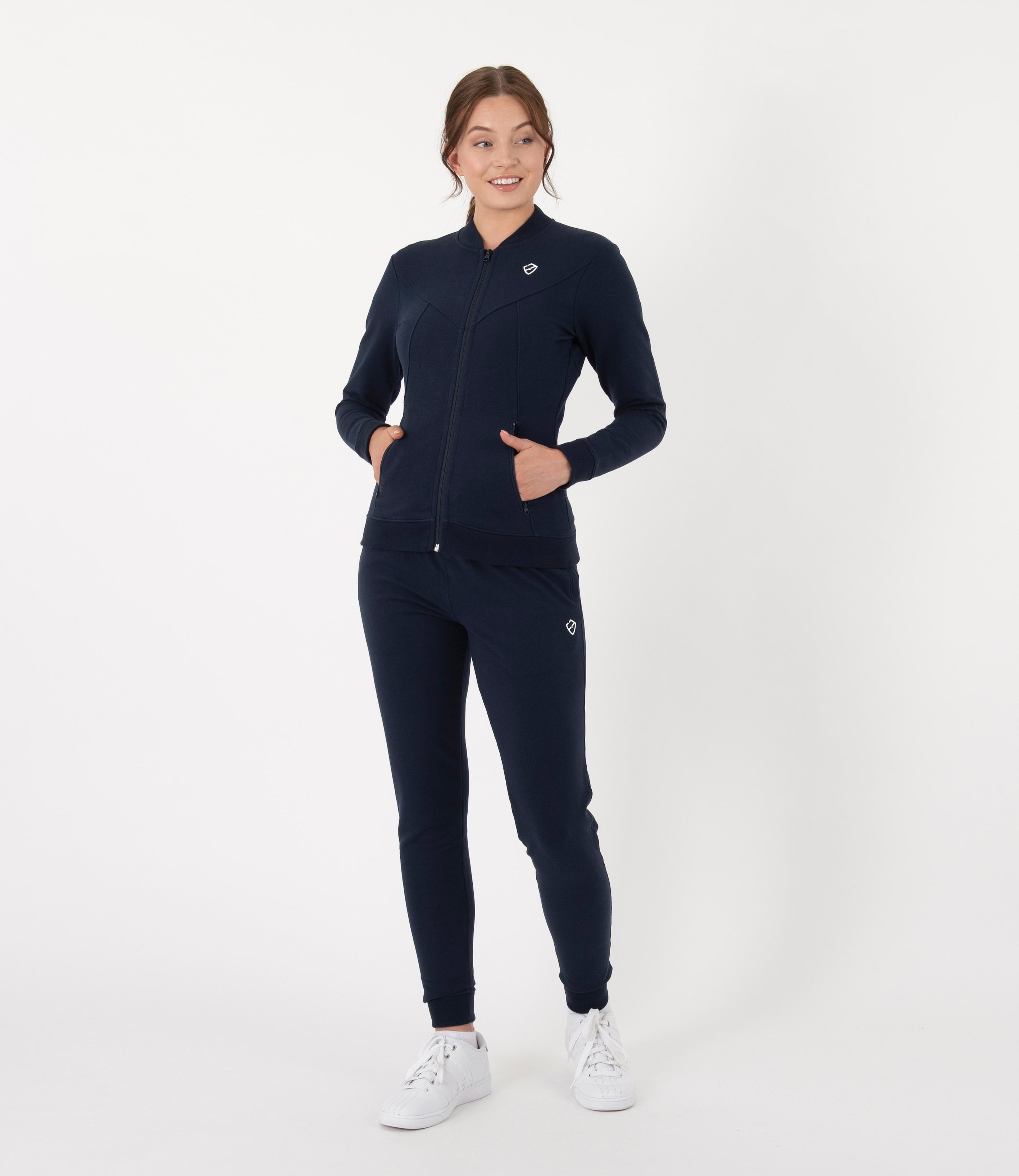 Beatrice Cotton Fitted Jacket - Navy and White | PlayBrave Sportswear
