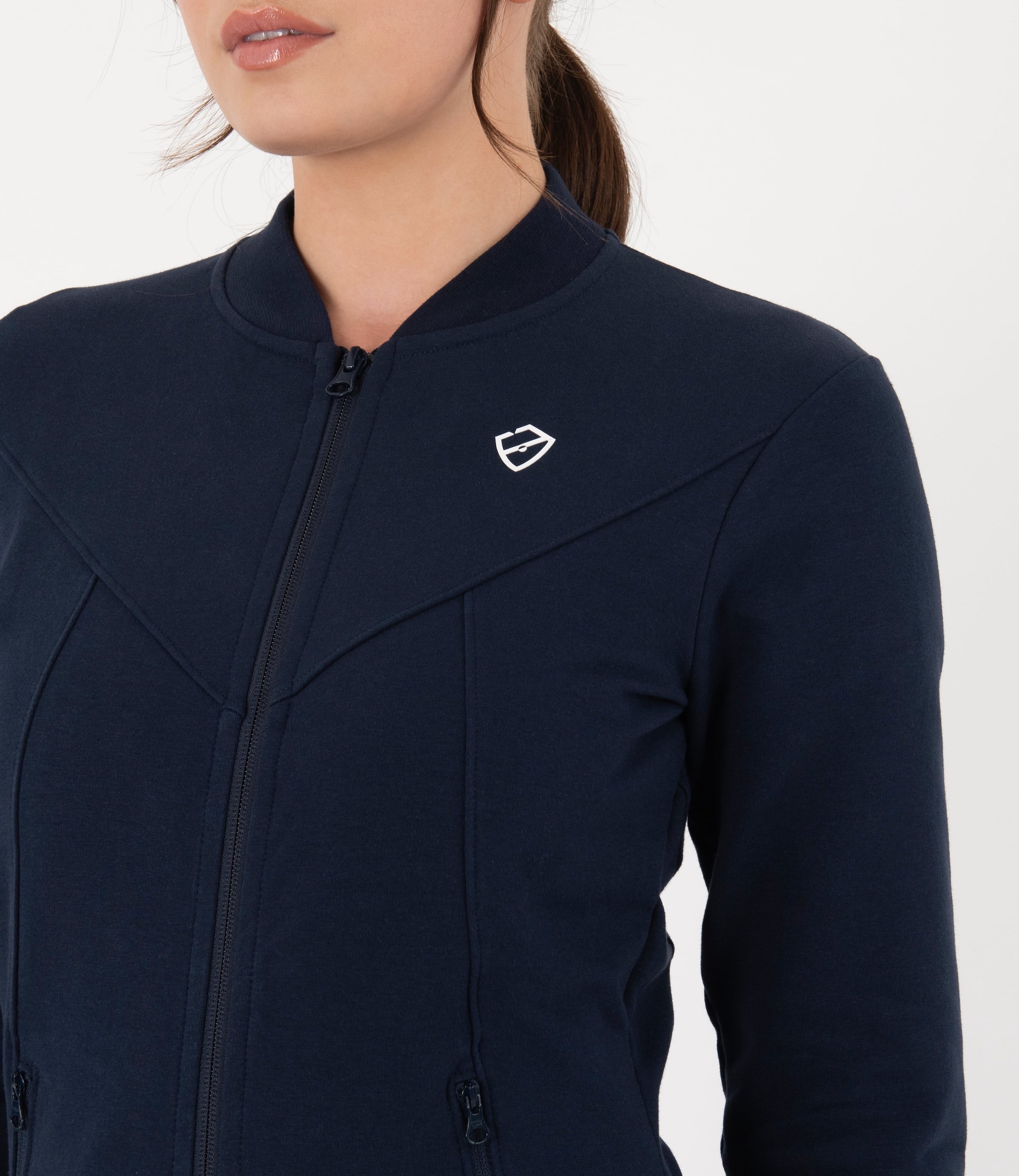 Beatrice Cotton Fitted Jacket - Navy and White | PlayBrave Sportswear