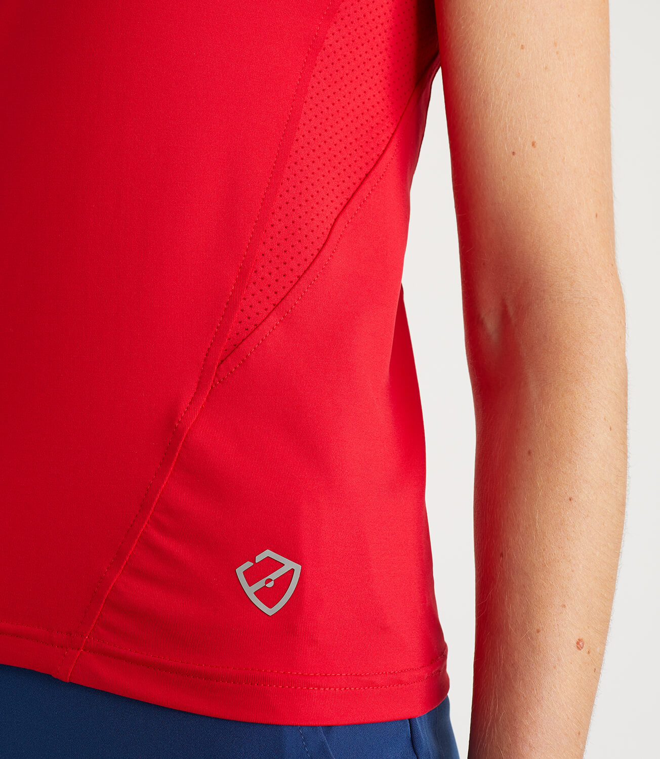 Mia Technical Sleeveless Button Neck Polo - Red
