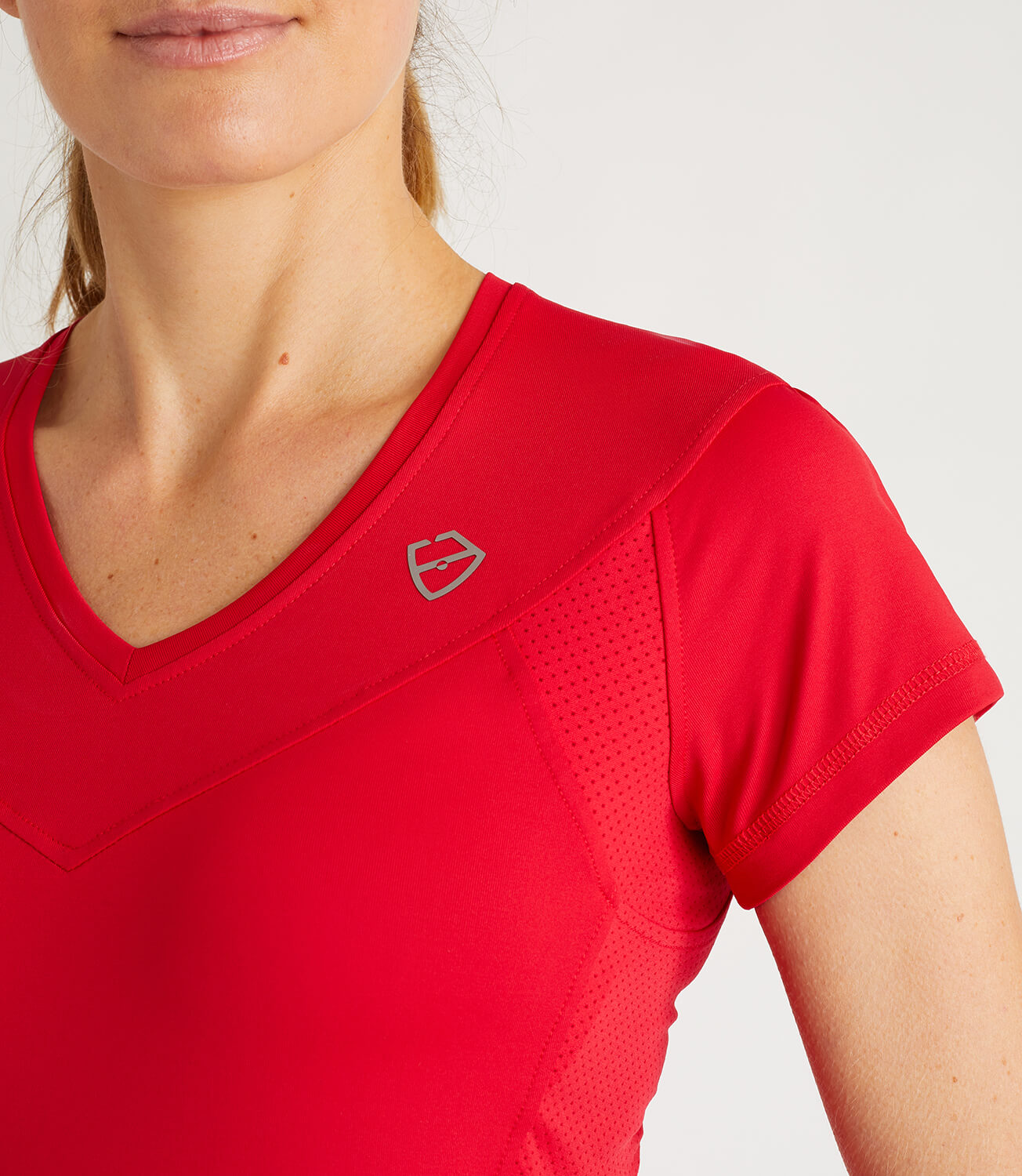 Nicole Technical V Neck Tee - Red