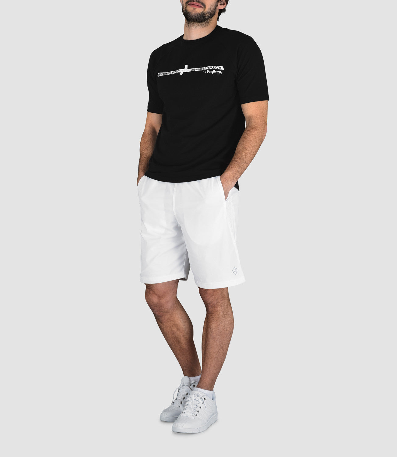 Men's Tops Tennis/Fitness/Golf Clothing -The Call Cotton Round Neck Tee-PlayBrave-Black-S-PlayBrave Sports UK