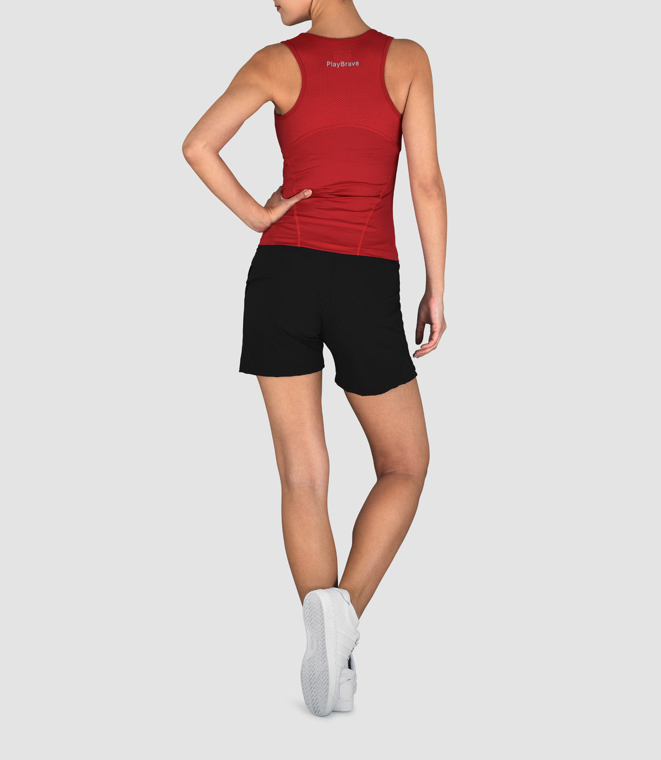Women's Designer Activewear Women's Tops-Sabine Technical Racer Back Tank Red-PlayBrave