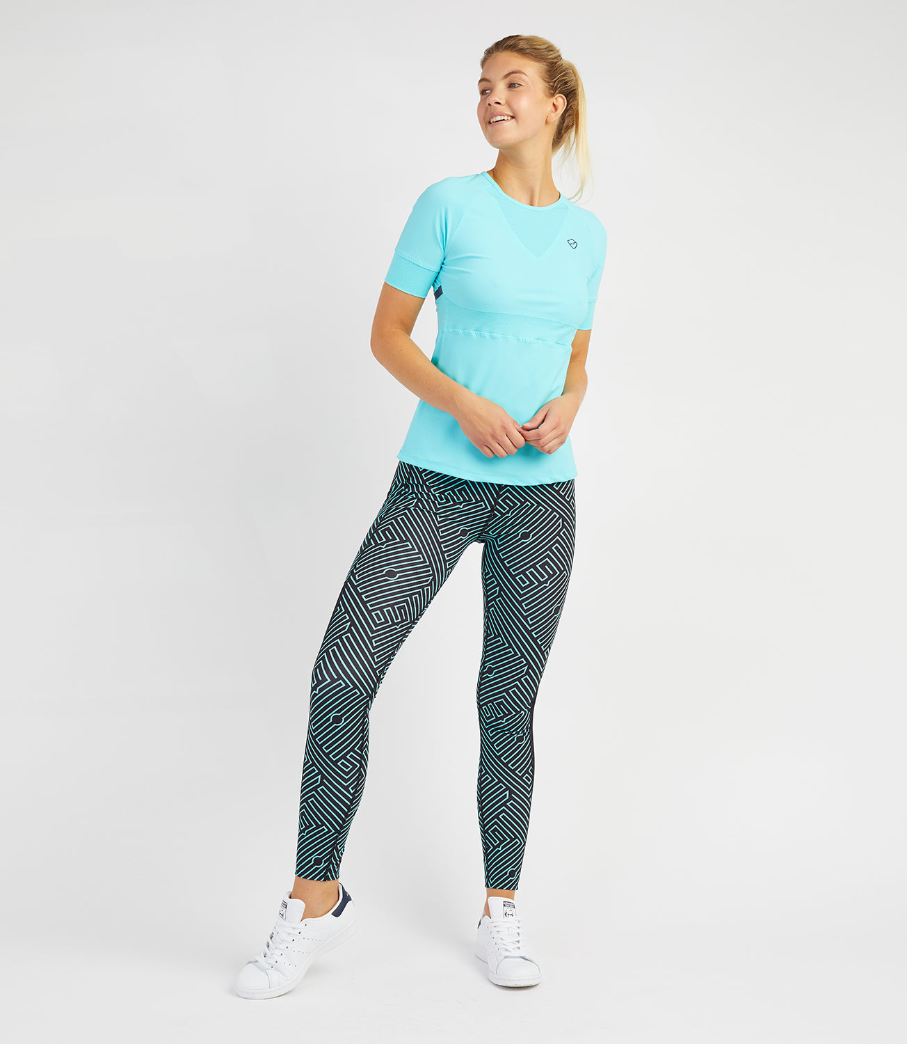 Gym/Fitness Leggings Pants -Women's Leggings-Laura Leggings-Black/Ionian Print-XS-Black/Ionian Print-PlayBrave Sports UK