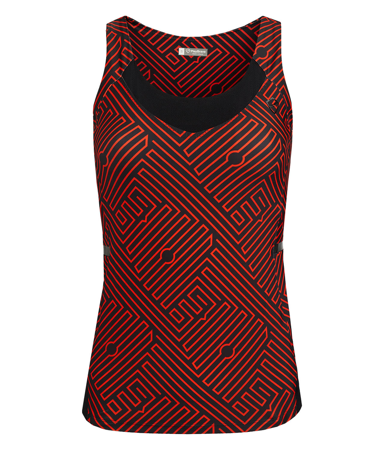 Tennis T-shirt Vests-Women's Tops-Veronica Performance Vest - Black Flame Print-PlayBrave Sports UK